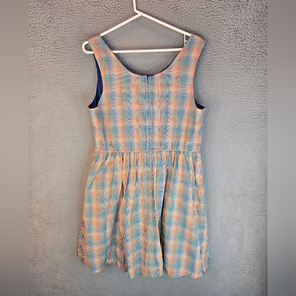 Modcloth Womens Dress Sz XL Plaid Lined Pockets Lightweight Sleeveless Casual - Picture 10 of 13
